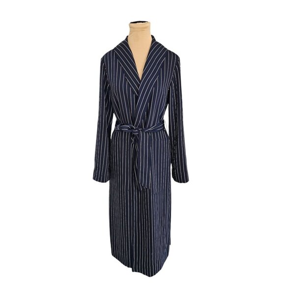 Babaton Aritzia New Kahlo Pin Stripe Navy Blue Robe Sz XS - Picture 5 of 16